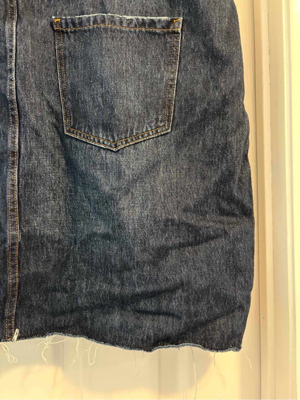 Time and Tru Distressed Dark Blue Denim Mini Skirt - Picture 8 of 16